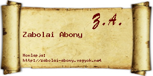 Zabolai Abony névjegykártya